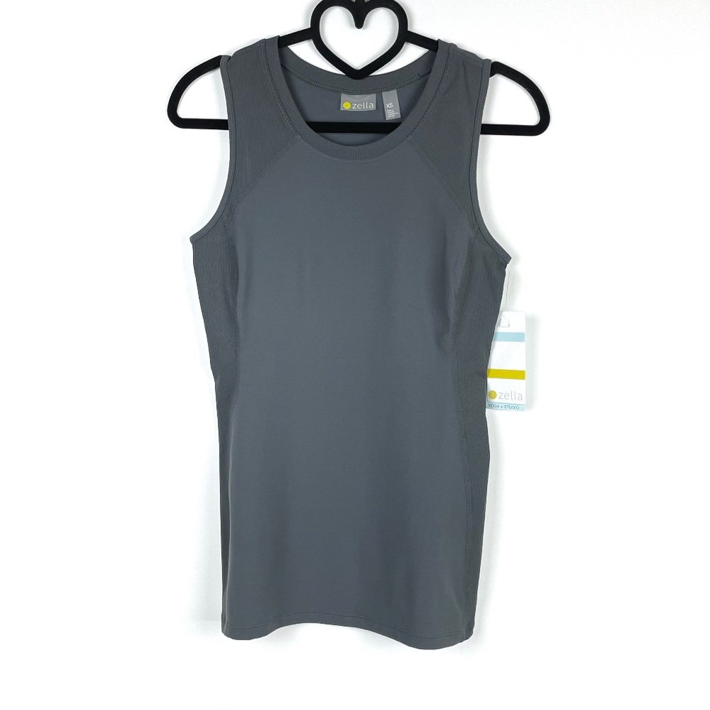 Zella Gray Athletic Ribbed Combo Sleeveless Tank Top Size XS